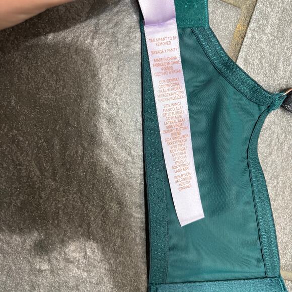 Savage X Fenty Shining Star Embroidered Half Cup Plunge Bra Wildflower Blue 36C - Picture 10 of 10